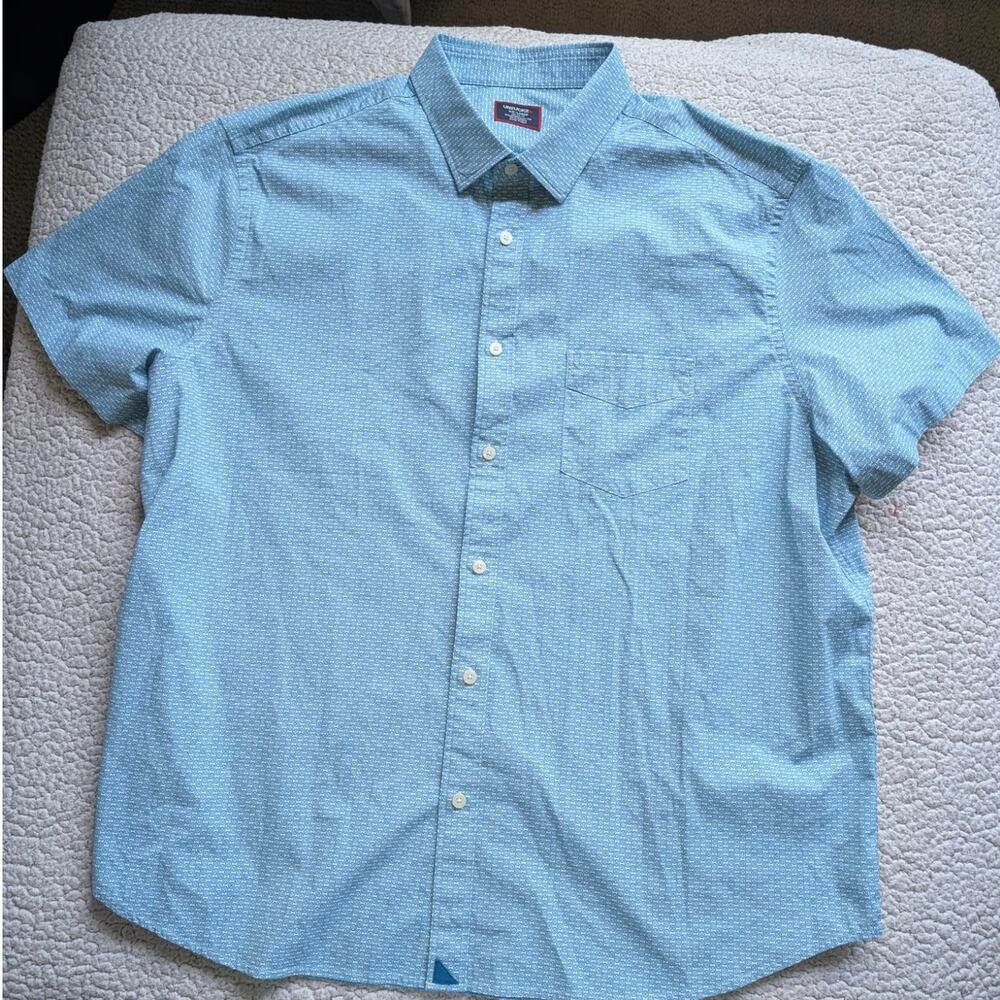 UNTUCKit Shirt Mens XXL Patterned Short Sleeve Button Relax Fit Teal McCoy SS